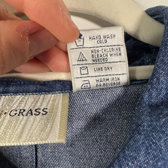 Lemongrass Western Denim Bandana Patchwork Shirt SZ Large - Picture 8 of 9